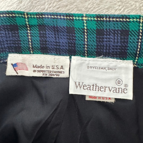 Vintage Weathervane Womens Plaid Faux Wrap Skirt XS S Blue Green Union Label USA - Picture 3 of 9